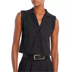 Black collared crop top